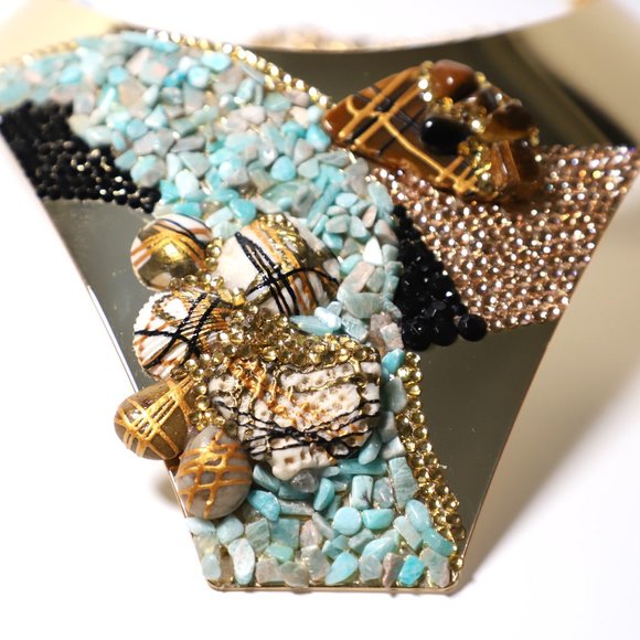 Gold Plated Choker 2 Bracelet and Earrings Set by Patricia Adelson - Picture 7 of 12